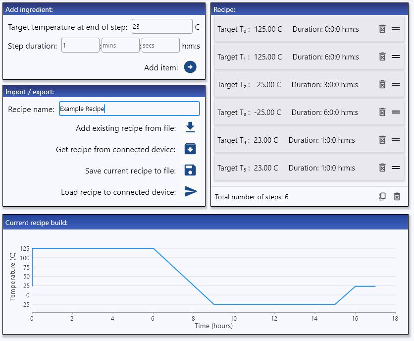 XO-VAC+ User Interface - Build Recipe Page