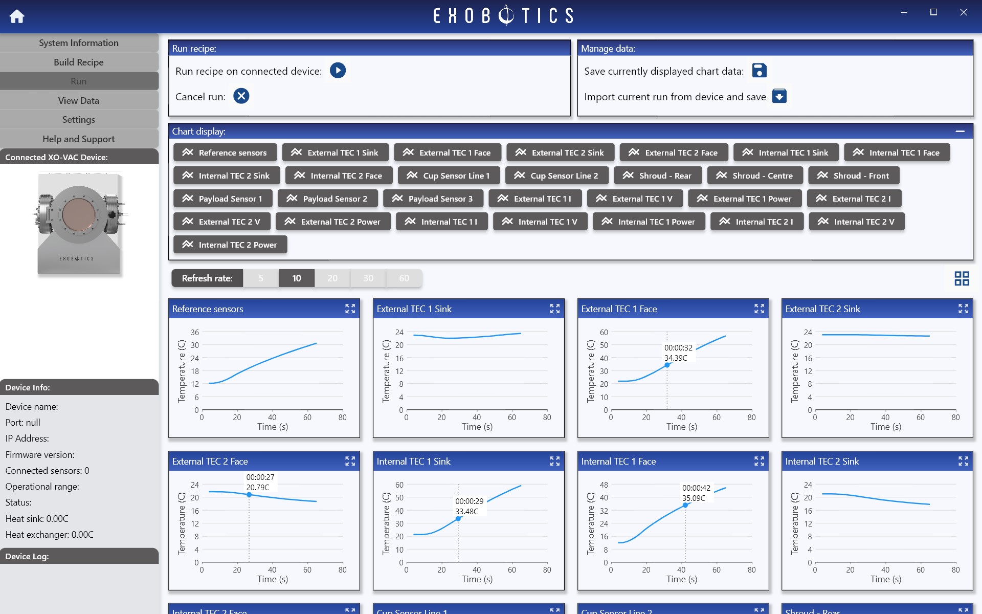 XO-VAC+ User Interface - Run Page